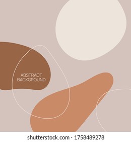 Abstract background with organic flowing shapes and freehand drawn lines. Modern minimalist design in scandinavian style. Vector illustration in pastel colors.