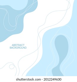 Abstract background with organic flowing shapes and freehand drawn lines. Modern minimalist design in scandinavian style. Vector illustration in pastel colors.