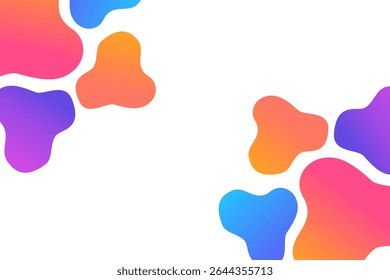 Abstract background with organic fluid blob shapes in vibrant pink, orange, purple, and blue gradients. Clean white center space, ideal for text or creative layouts. Perfect for modern posters.