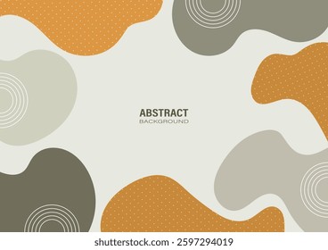 Abstract background with organic, fluid shapes, including shades of orange and beige. The design includes dotted patterns and curving white lines, making it suitable for graphic design.