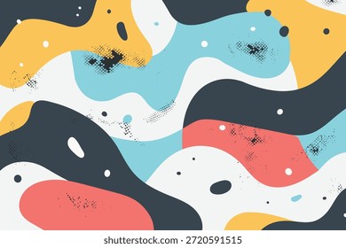 Fondo Abstractas con Formas fluidas orgánicas, ondas coloridas y textura de grano
