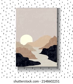 Abstract background with organic shapes boho aesthetics. Trendy mid century art, boho home decor, wall art. Scandinavian minimalist art. Abstract cover templates with artistic shapes. Vector illustrat