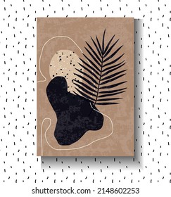 Abstract background with organic shapes boho aesthetics. Trendy mid century art, boho home decor, wall art. Scandinavian minimalist art. Abstract cover templates with artistic shapes. Vector illustrat