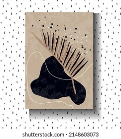 Abstract background with organic shapes boho aesthetics. Trendy mid century art, boho home decor, wall art. Scandinavian minimalist art. Abstract cover templates with artistic shapes. Vector illustrat