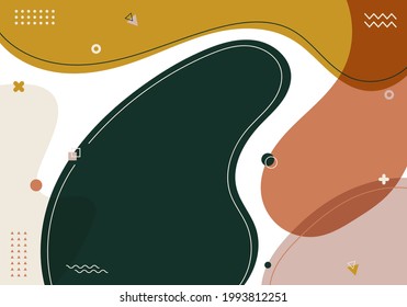 Abstract background organic shapes with geometric and lines in retro 80s-90s style. You can use for cover brochure, banner web, business card, leaflet, poster, etc. Vector illustration
