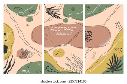 
Abstract background with organic shapes and hand drawn lines in pastel colors. Modern design template with space for text