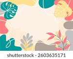Abstract background with organic shapes plants and leaves