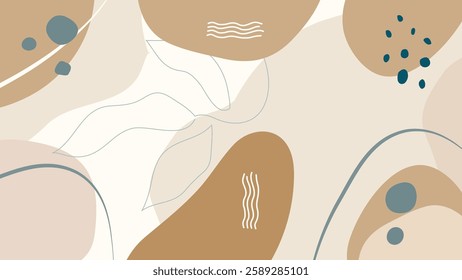 An abstract background with organic shapes, soft earthy tones, and flowing lines. Minimalist design perfect for branding, wallpapers, or creative projects. Modern, stylish, and visually appealing.