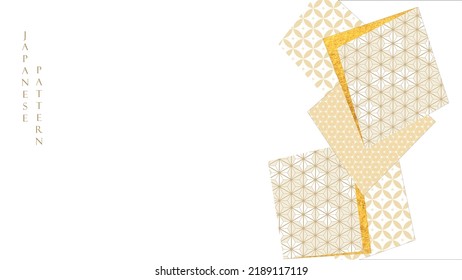 Abstract background in oriental style. Chinese new year banner. Geometric line with Japanese pattern vector. Square shapes in oriental template. Gold texture template.