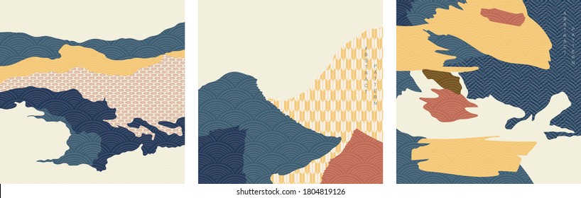 Abstrakter Hintergrund im orientalischen Stil. Geometrisches Element mit japanischem Mustervektor. Art Landschaft Vorlage.