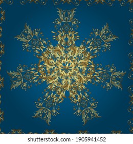 Abstract background. Oriental traditional hand painted seamless border for design. Vector. Illustration in blue and neutral colors. Paisley watercolor floral pattern tile with flowers, flores, leaves.