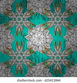 Abstract background. Oriental vector classic blue and golden pattern.