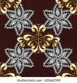 Abstract background. Oriental vector classic brown and golden pattern.