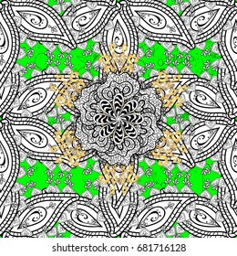 Abstract background. Oriental vector classic green and golden pattern.