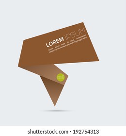 Abstract background with origami brown speech bubble vector. flat design