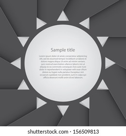 abstract background origami paper align sun shape space for sample text : black paper & white space in middle