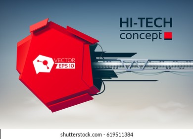 Abstract background with original red design of 3d engineering construction for advertising of hi-tech products vector Illustration