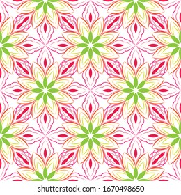 Ilustración de ornamento de fondo abstracto. Impresión vectorial textil para ropa de cama, chaqueta, diseño de paquete, tela y conceptos de moda. Patrón transparente con flores