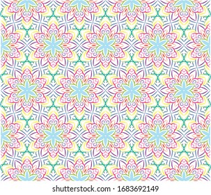 Abstrakte Hintergrundverzierung. Vektorillustration Stoffdruck für Bettwäsche, Jacke, Packungsdesign, Stoff- und Modekonzepte. Nahtloses Muster mit Blumen