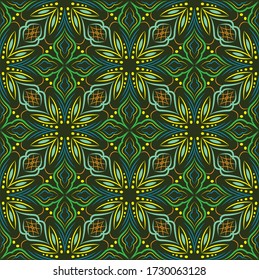 Ilustración de ornamento de fondo abstracto. Impresión vectorial textil para ropa de cama, chaqueta, diseño de paquete, tela y conceptos de moda. Patrón sin foco con flores