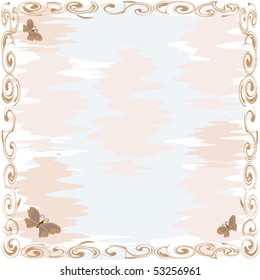 Abstract background with ornamental border and butterfly