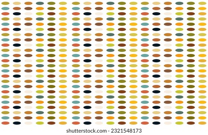 abstract background with oval, retro color dot green brown orange on white background repeat seamless pattern design for fabric printing or vintage wallpaper or art-board