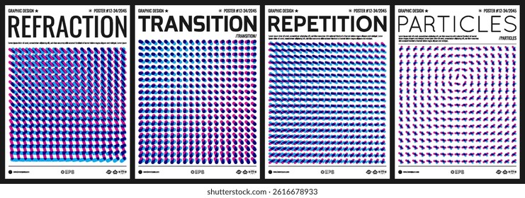Abstract background with ovals. Irregular array or matrix with torsion and glitch effect. Cover design template. 3D illustration for brochure, poster, presentation, flyer or banner.