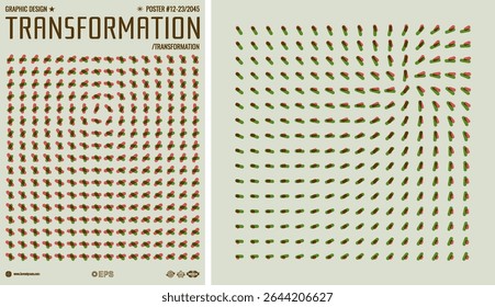 Fundo abstrato com ovais. Matriz ou matriz irregular com efeito de torção e falha. Modelo de design de capa. Ilustração 3D para brochura, cartaz, apresentação, folheto ou banner.