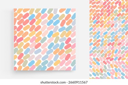 Abstract background with ovals. Irregular array or matrix of particles. Cover design template. Illustration for brochure, poster, presentation, flyer or banner.