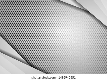 Abstract background overlap dimension grey vector. metallic light frame layout modern tech design template background.