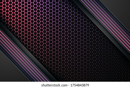 Resumen de capas de superposición de fondo. Textura hexagonal y decoración de líneas de gradiente.