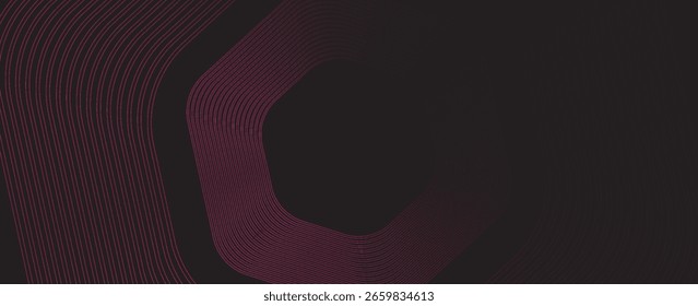 Abstract background of overlapping black and pink hexagons in a bright space with line effect decoration. Circle style concept, modern graphic design element for banners, flyers, eps 10.