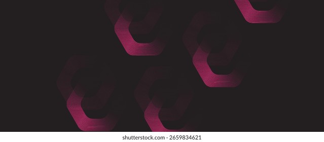 Abstract background of overlapping black and pink hexagons in a bright space with line effect decoration. Circle style concept, modern graphic design element for banners, flyers.