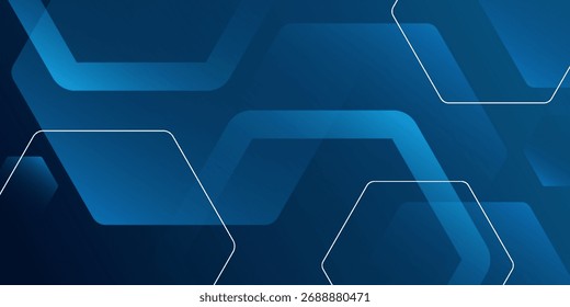 Fondo Abstractas con superposición de Formas hexagonales de gradiente azul y negro. Fondo moderno con patrón de forma geométrica simple.