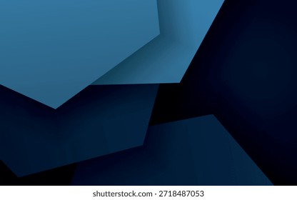 Abstrakter Hintergrund mit überlappendem blauen geometrischen Design. Vektorkonzept mit Platz auf dem Message Board für modernes Webseitentext- und Nachrichtendesign. VOL 3