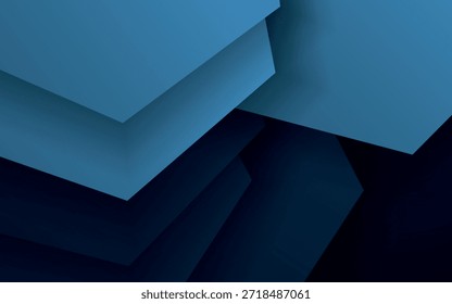 Abstrakter Hintergrund mit überlappendem blauen geometrischen Design. Vektorkonzept mit Platz auf dem Message Board für modernes Webseitentext- und Nachrichtendesign. VOL. 5