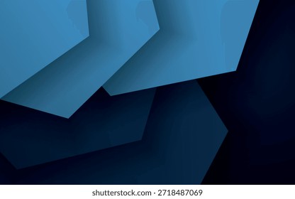 Abstrakter Hintergrund mit überlappendem blauen geometrischen Design. Vektorkonzept mit Platz auf dem Message Board für modernes Webseitentext- und Nachrichtendesign.