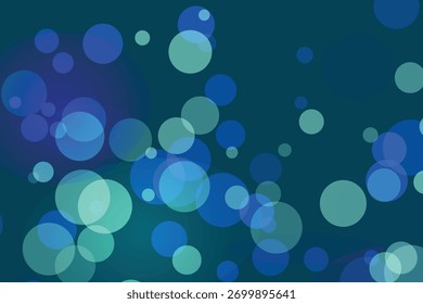 Fondo Abstractas con superposiciones de círculos bokeh azules y verdes y Formas medialunas oscuras sobre un fondo verde azulado.