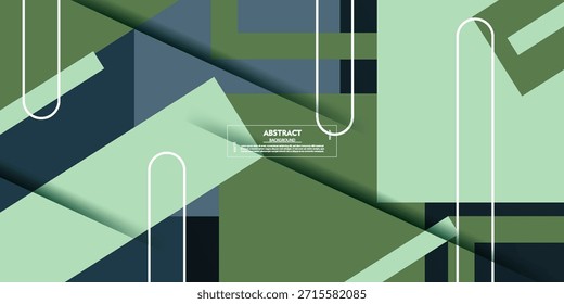 Fondo Abstractas con cuadrados azules y verdes superpuestos. Patrón de cuadrados de corte de papel simple con diseño de línea blanca. Vector EPS10.