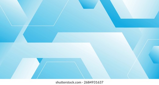 Fondo Abstractas con Formas hexagonales de gradiente azul y blanco superpuestas. Fondo moderno con patrones geométricos simples.