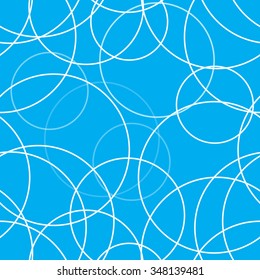 Abstract background with overlapping circles and. Chaotic motion. Round banner with empty space for text.
