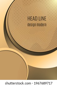 Abstract background with overlapping circles and dots. Chaotic movement. Round banner with blank space for text. Vector illustration