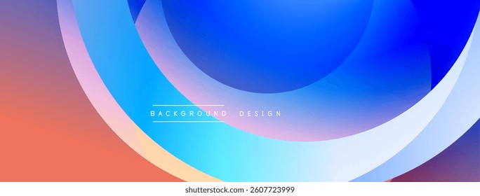 Abstract background with overlapping circles. Gradient colors blend from orange to blue. Smooth shapes create dynamic visual effect. Modern design element.