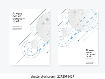 Abstract background with overlapping circles and lines and dots. Dynamic motion design. Modern simple structure. Technology and connection concept