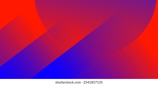 Um plano de fundo abstrato com sobreposição de formas geométricas em tons de vermelho, roxo e azul, criando uma sensação dinâmica e moderna. Ilustração vetorial