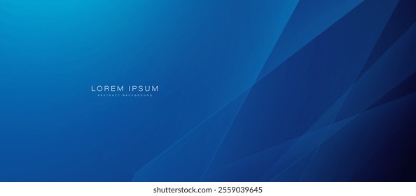 Abstract background with overlapping geometric shapes and a gradient of deep blue tones