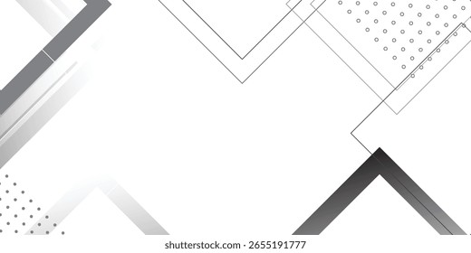 Abstract background with overlapping gray and white geometric shapes, including squares and lines, on a white background.