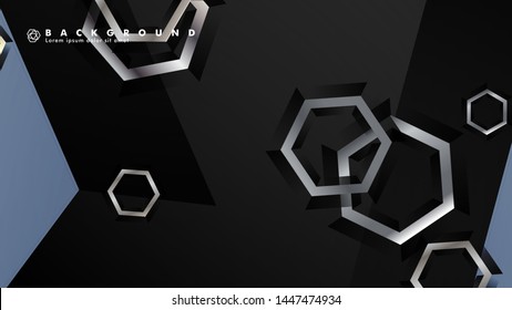 abstract background with overlapping hexagon shapes. vector design with gray and white