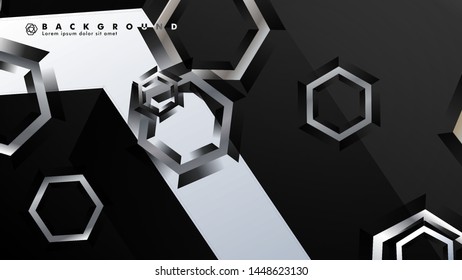 abstract background with overlapping hexagon shapes. vector design with gray and white