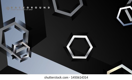 abstract background with overlapping hexagon shapes. vector design with gray and white